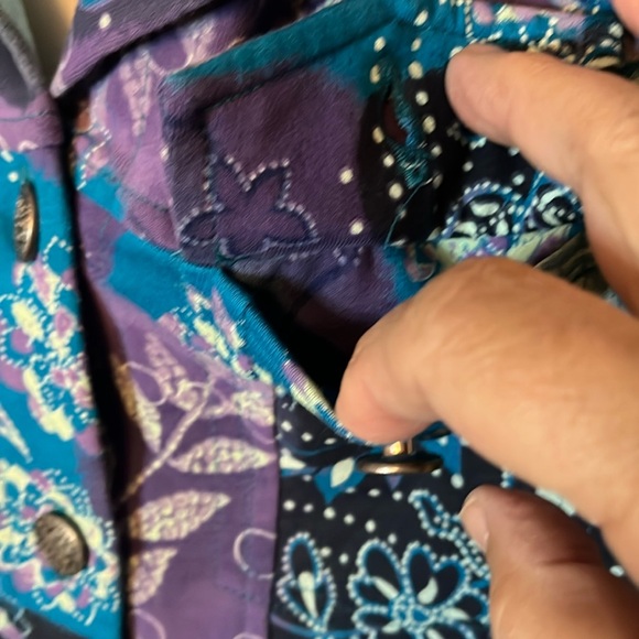EUC Christopher& Banks vest- patchwork floral button up with pockets Sz M - Picture 4 of 10